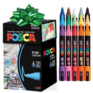 NEW Posca Paint Art Markers, Set of 15 - 5M Medium Acrylic with Reversible Tips